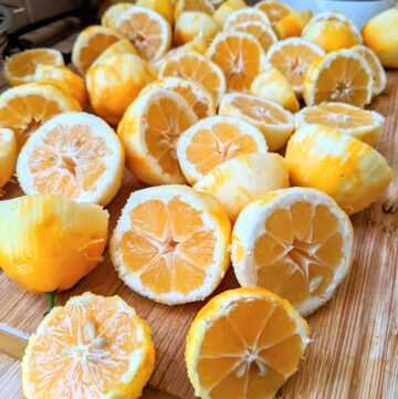 Lemons on cutting board