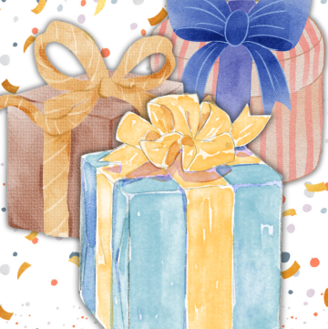 Watercolor Gifts with Confetti