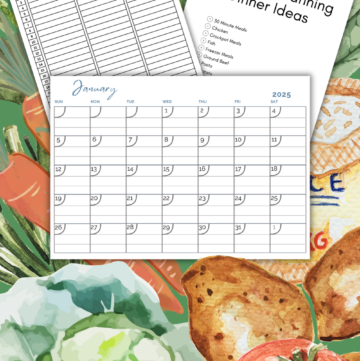 Watercolor Food With Calendar